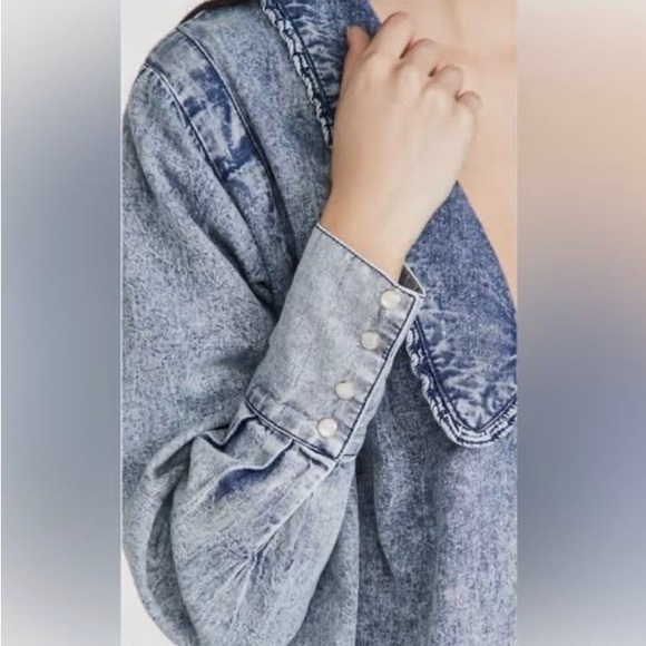 Free People Charlie Denim Button Down Shirt - Picture 4 of 9